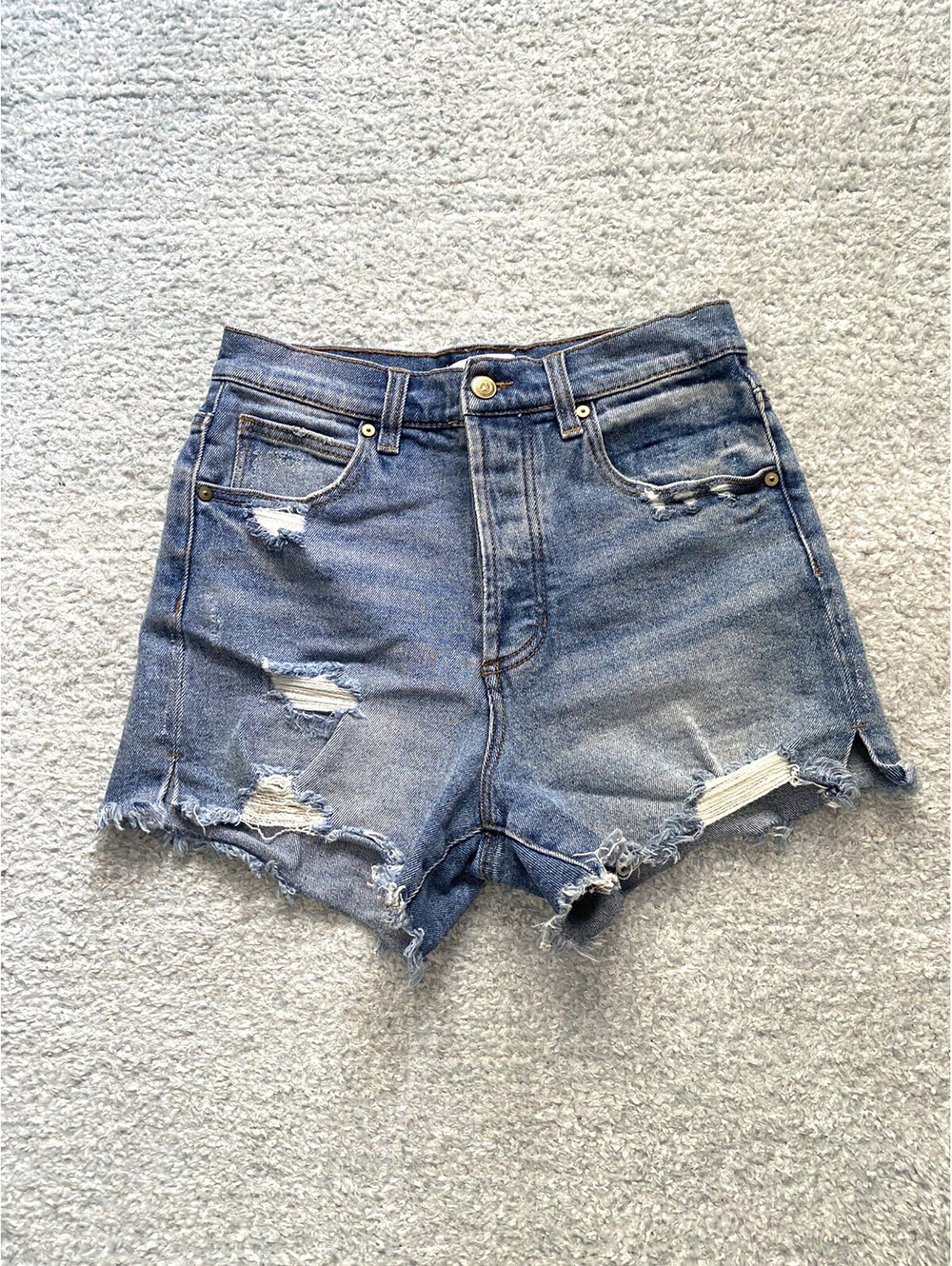And Now This 26 Blue Jean Shorts with Distressed Details and Frayed Hems